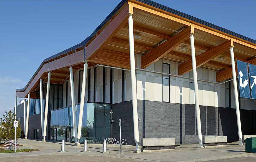 Side view of Meadows Community Rec Centre